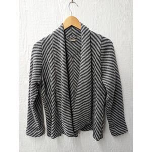 Pernilla Svenre Sweden 100% Wool Striped Open Cardigan Lagenlook Classic Small